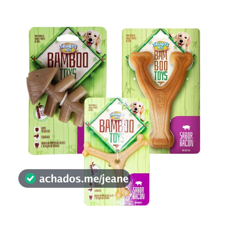 3 Brinquedo Bamboo Mordedor Para Cachorro Trukys Bacon