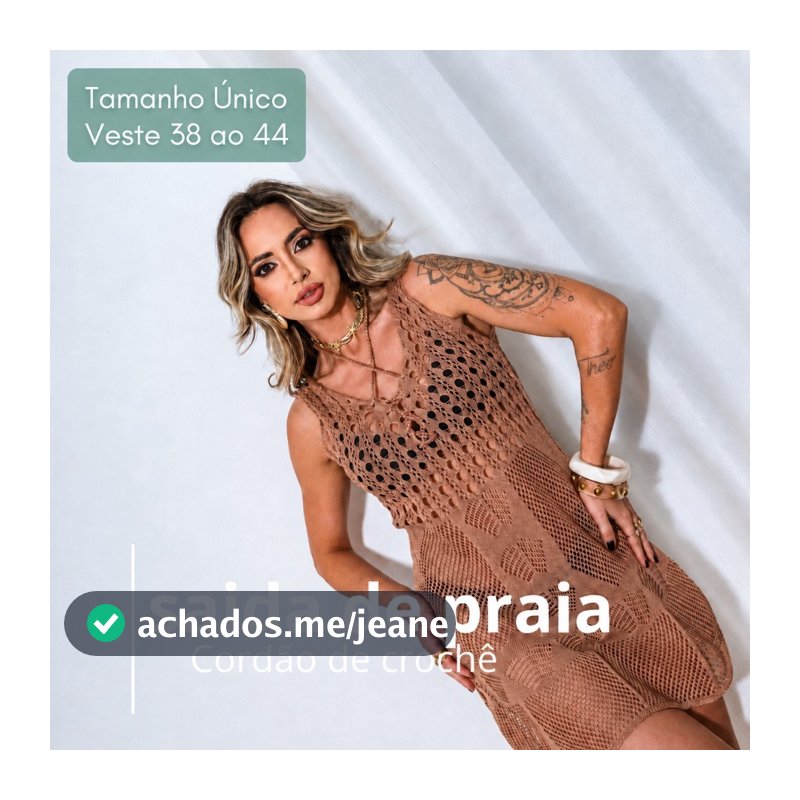 Vestido Saída de Praia Feminino Tricô Vazado Moda Praia Verão Piscina Elegante
