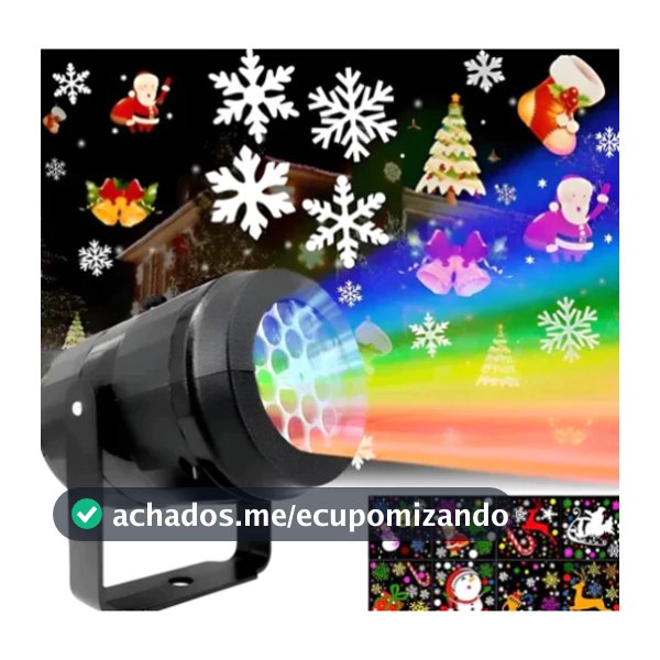 Projetor Natalino Refletor Luzes de Natal Com 16 Desenhos 3D A Laser Decorativo Bivolt Portátil