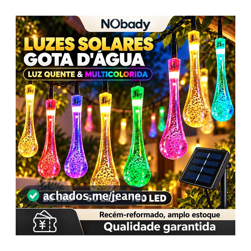 NObady Luz Solar Em Forma De Gota De água Pisca Pisca Enfeites De Natal IP65 Decorações 8 Modos De Luz Fio De Fada