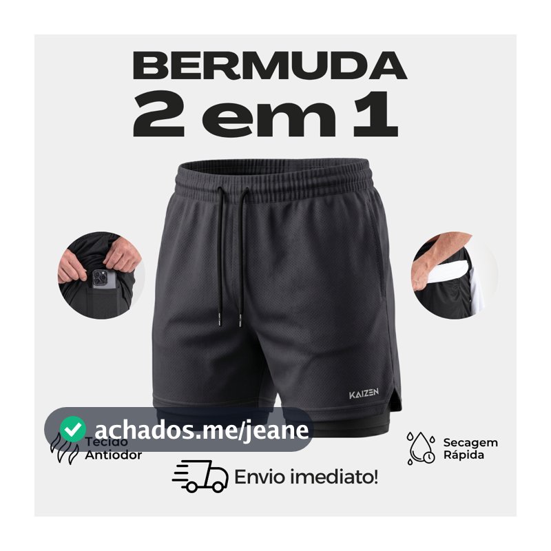 Shorts Masculino 2 em 1 Com proteção Uv+20 sport revolution bermuda para treinar sports