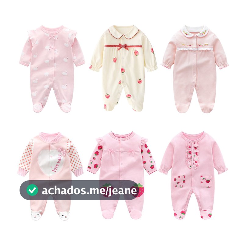 Macacão De Algodão Para Bebês De Manga Comprida Baby Girl Roupas Recém-Nascidos Itens 0-18M