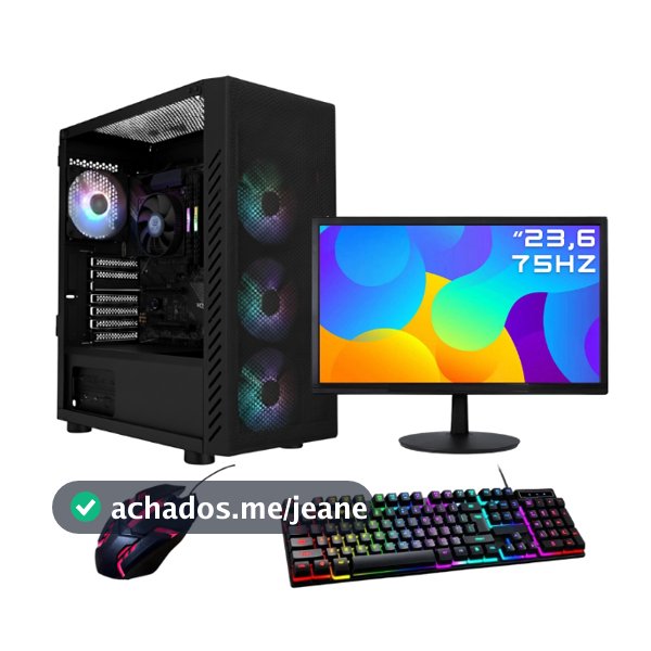 PC Gamer Agaron Bolter, Ryzen 5 5600gt , 16GB RAM, SSD 480GB, Lateral Vidro -  PC GAMER COMPLETO MONITOR - KIT GAMER