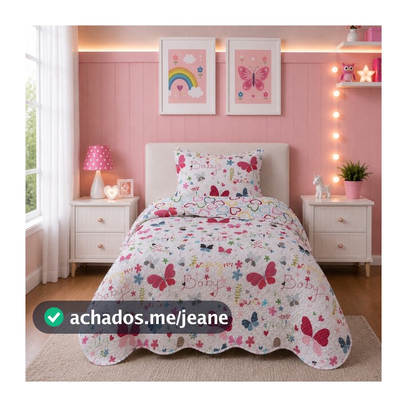 Kit Colcha Menina e Menino Solteiro Dupla Face Micropercal Algodão