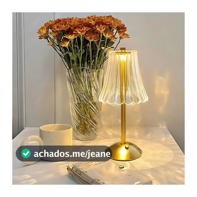 Luminária Abajur de Mesa Saia Seda Com Barra Led Sensor Toque De Luz Quarto Sem Fio 3 Cores Metal