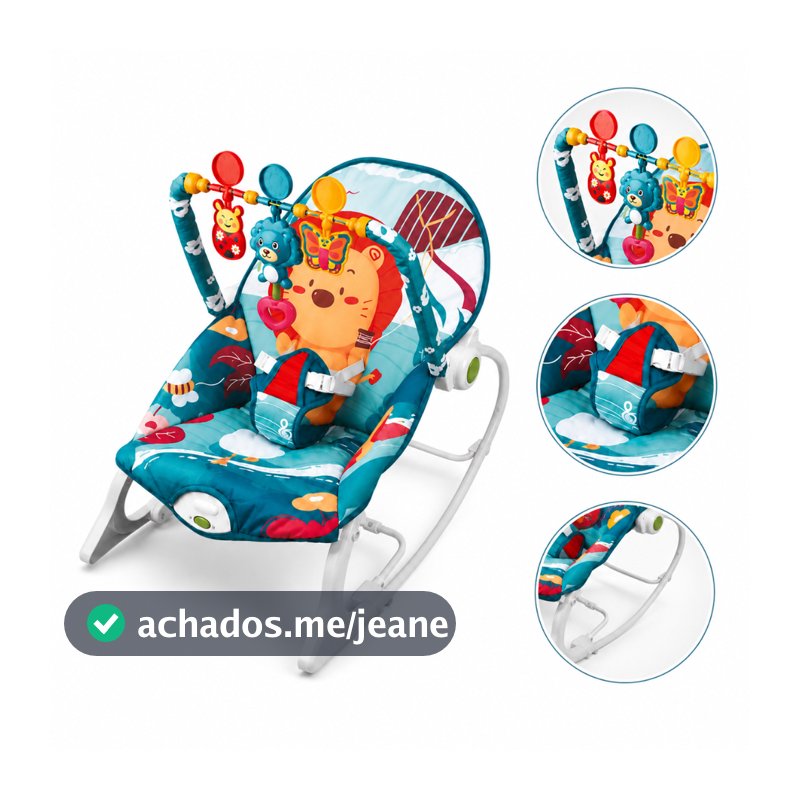 Cadeira de Balanço Infantil Zippy Toys Verde Musical com Vibração