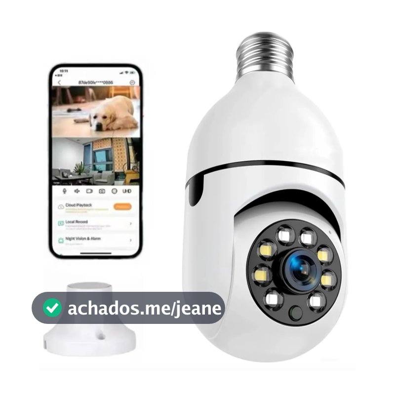 Câmera Lâmpada 360° WiFi Full HD 1080P Detecção Movimento Vigilância Inteligente para Segurança Doméstica APP PIXLINKCAM