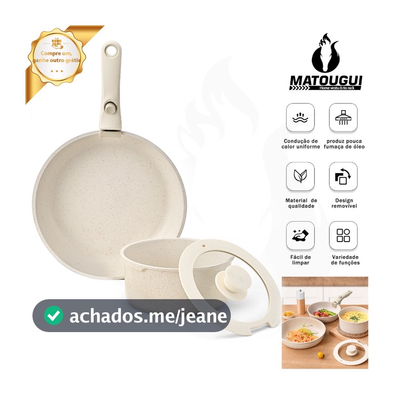 [Matougui]Conjunto De Panelas De Indução Bege De Liga De Alumínio Antiaderente 4 Peças wok, panela de guisado