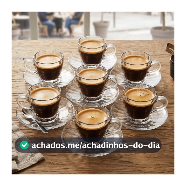 Conjunto de 6 Xícaras de Café Wolff Pétala Vidro com Pires 100ml para Cozinha Mesa Posta Decoração Sala Presente Prático