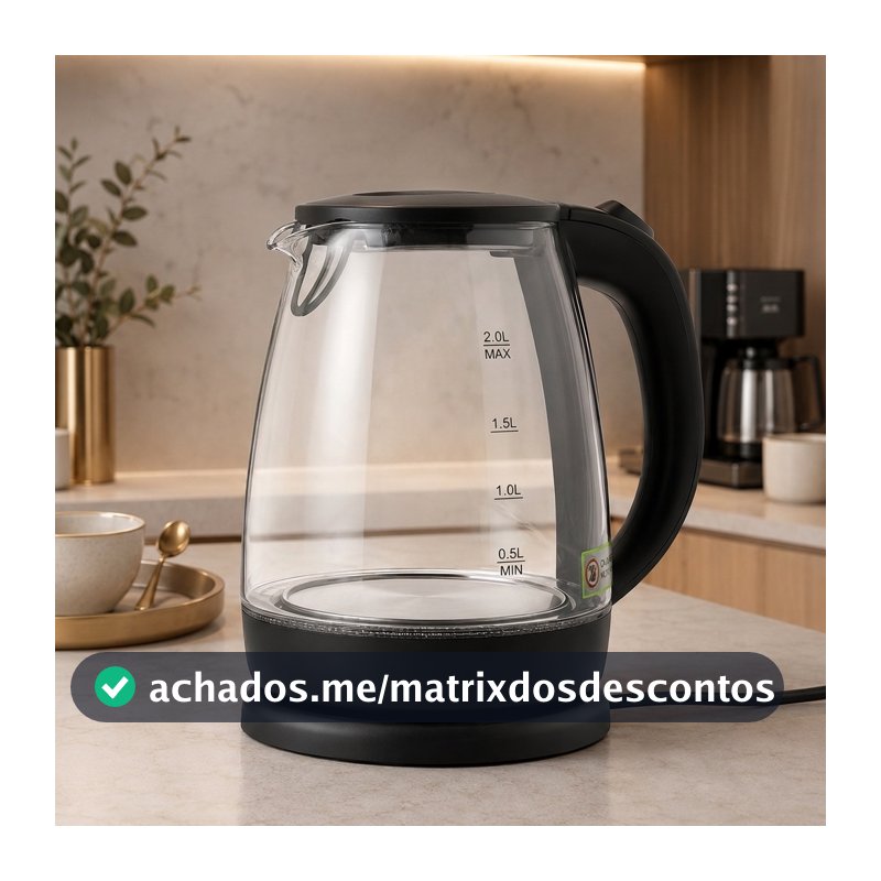 Chaleira Elétrica Jarra 1.8L Café Chá Inox 110v Vidro