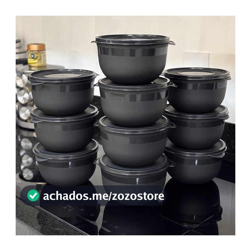 Kit 10 Potes Bowl 1300ml Plástico com Tampa – Marmita Cozinha, Freezer,  Micro-ondas e  Lava-Louças.