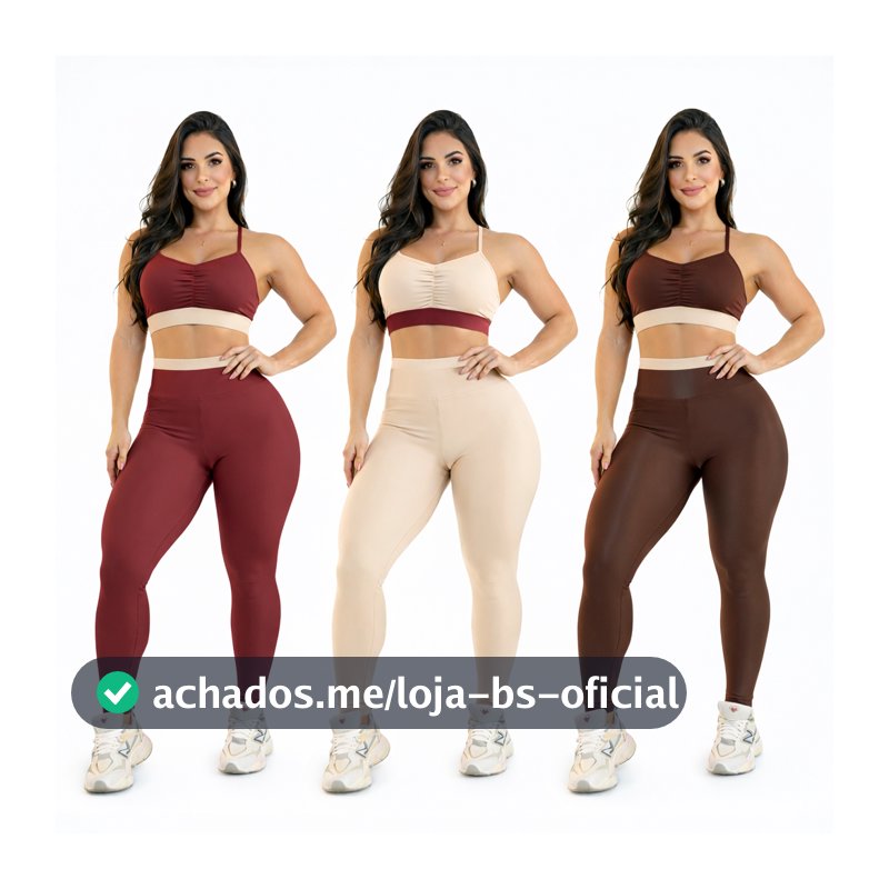 Conjunto Fitness Feminino Academia Bicolor Top e Legging Tecido Conforto Premium