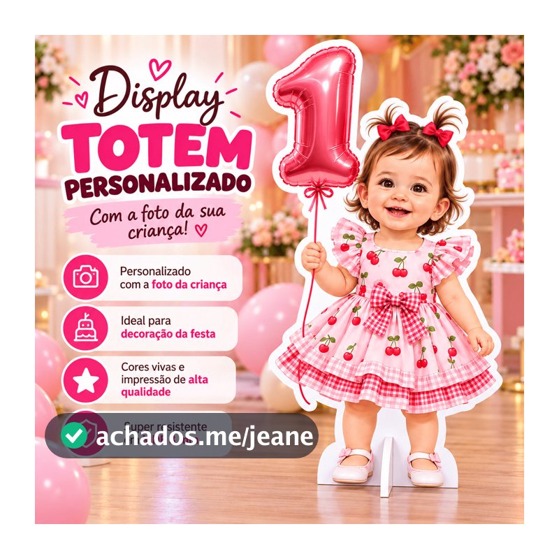 Display Totem Personalizado com Foto da Criança MDF 3mm Decoração Festa Infantil Aniversário
