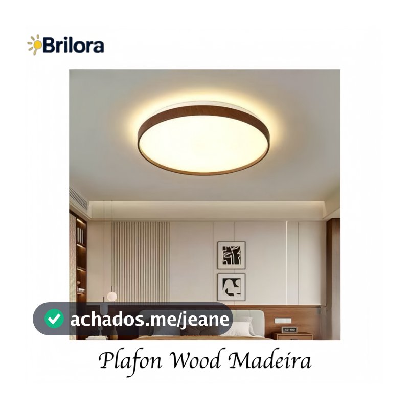 Plafon Wood Madeira Redondo Led 26cm 30cm 40cm 50cm 3 Em 1 Plafon Sobrepor Redondo Lustre Amadeirado