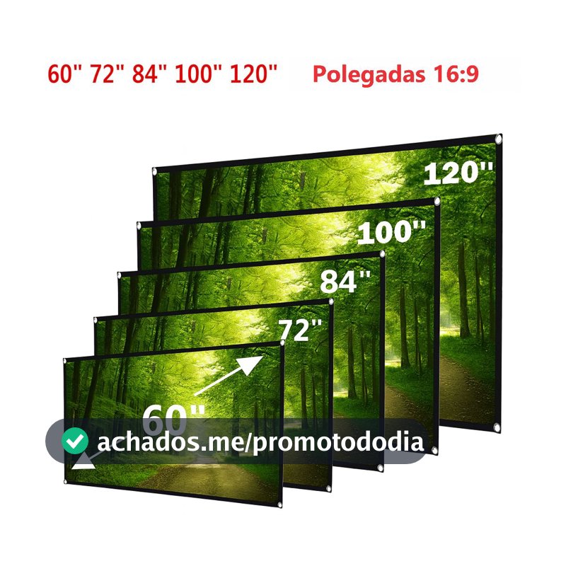 Telão de Projeção Matte White - 60” 72” 84” 100” 120” | Ideal p/ Projetores Full HD e 4K