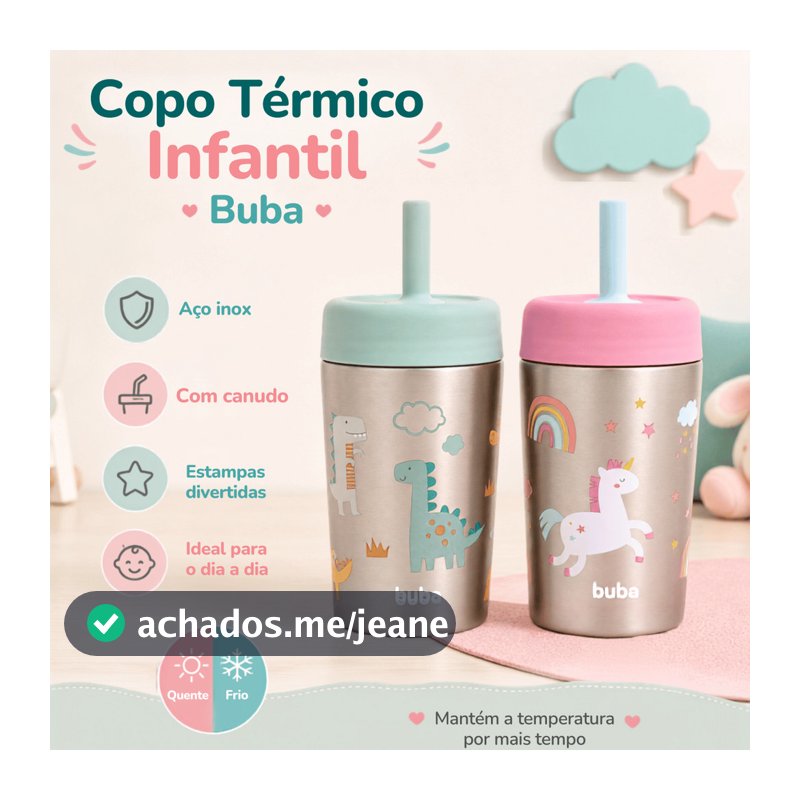 Copo Térmico Infantil Anti-vazamento De Silicone 400ml Buba Magic para Bebê Infantil  Menina e Menino - Envio Imediato