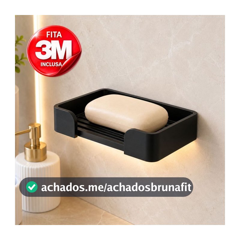 Saboneteira Adesiva de Parede Sem Furar Porta Sabonete com Drenagem Organizador para Banheiro Cozinha Fita 3M