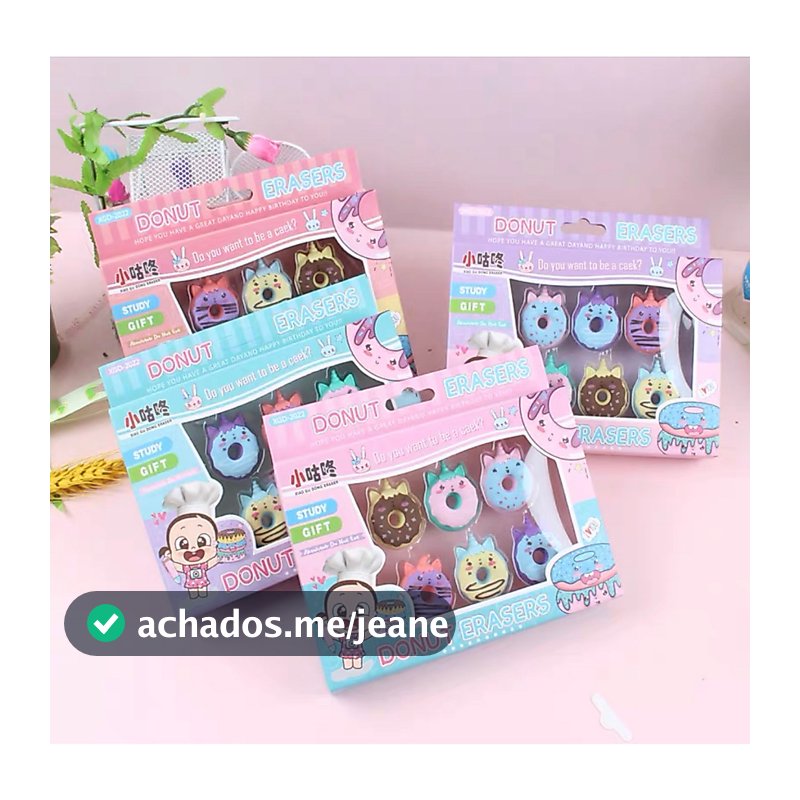 Kit 6 borrachas fofas mini fofo donuts pirulito sorvete picolé Papelaria criativa kawaii