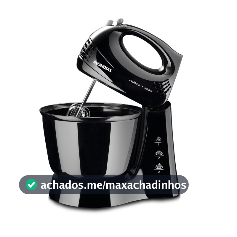 Batedeira 400 watts 3 velocidades preta Prática - B-44-B - Mondial