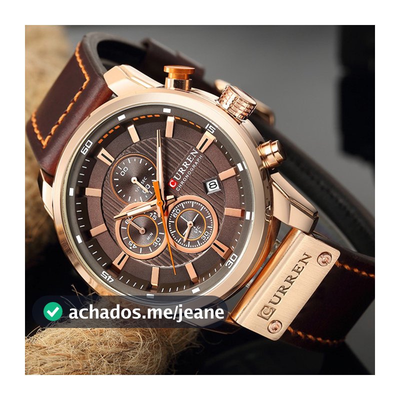 Relógio Analógico Esportivo Masculino Curren Com Pulseira De Couro À Prova D'água 8291 xc