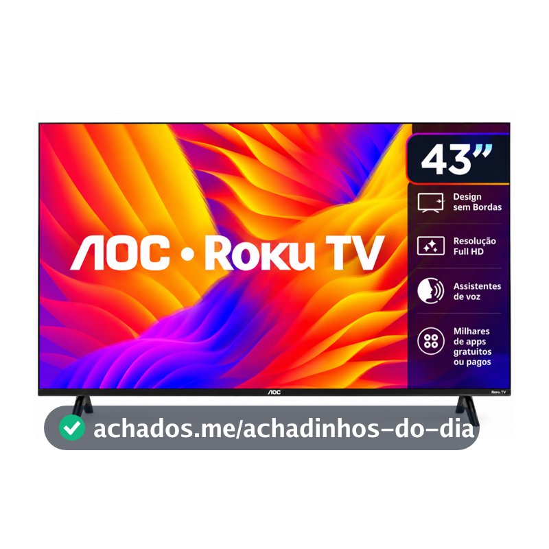 Smart TV AOC 43" Full HD LED Roku Wi-Fi USB HDMI 43S5155/78G