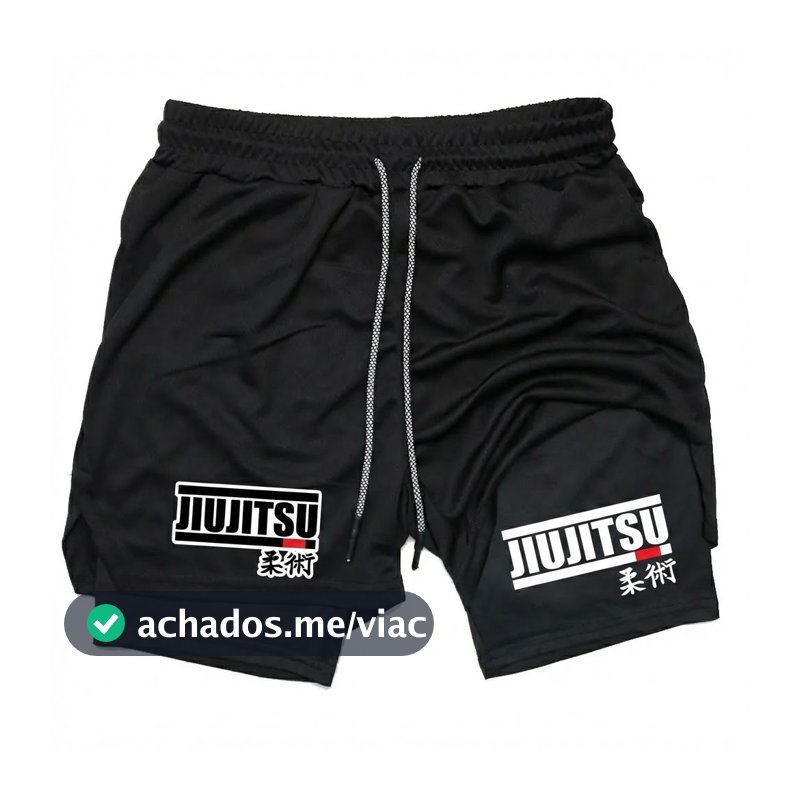 Short de Compressão Masculino Jiu-jitsu Luta Dry Fit 2 em 1