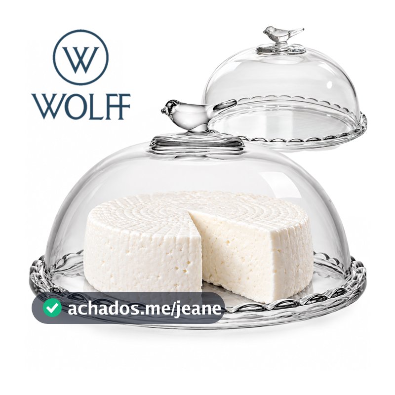 Queijeira Vidro Wolff Bird Passarinho 20cm com Tampa Queijo - Elegância Luxuoso Cozinha