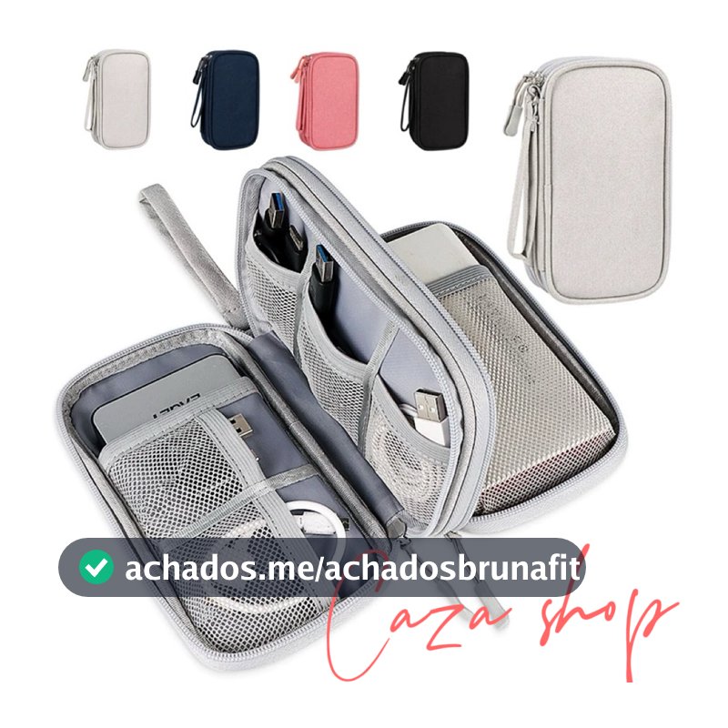 Necessaire organizadora bolsa portatil celular cabos fios  armanazamento