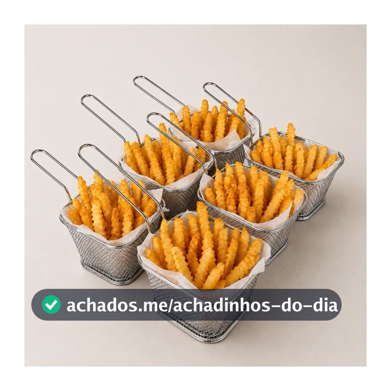 Kit 6 Mini Cesto Servir Fritura Decorativo Mesa Posta 8,5x10,5x6cm