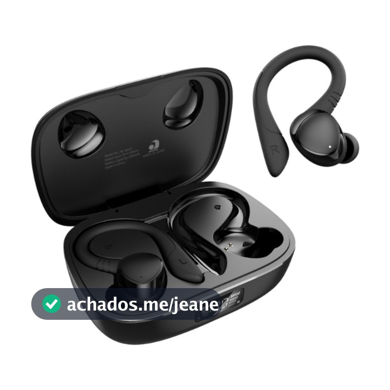 Fone de Ouvido Bluetooth Sem Fio 4Leader Esportivo Gancho IPX5 Microfone 20h Bateria Academia Corrida