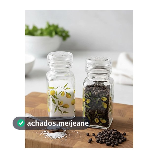 Kit 2 Porta Temperos Saleiro 70ml Vidro Limão Siciliano Lyor C717
