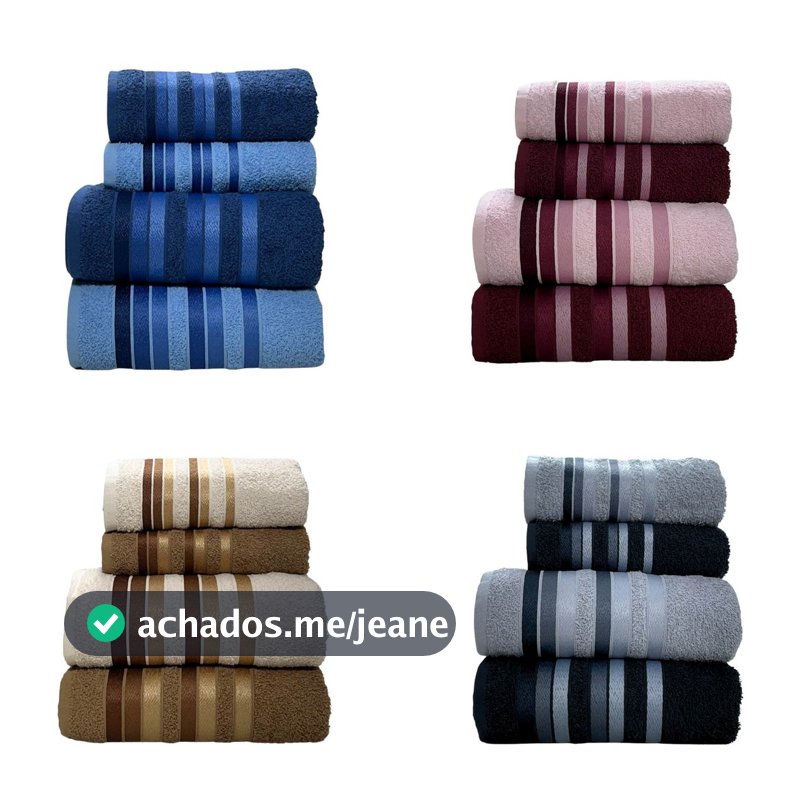 Jogo Toalha de Banho e Rosto 4 Peças 100% Algodão Grossa Super Excelente Absorção Premier Habitat