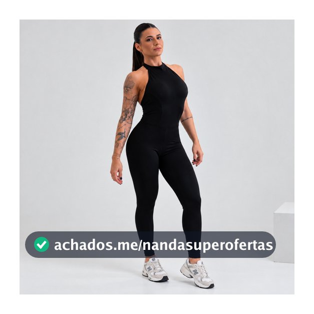 Macacão Longo Fitness Feminino Costas Abertas Suplex Premium Zero Transparência Academia Treino