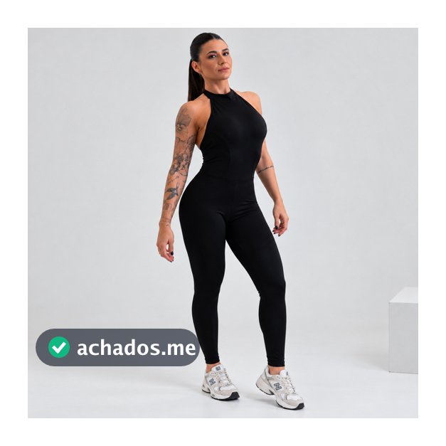Macacão Longo Fitness Feminino Costas Abertas Suplex Premium Zero Transparência Academia Treino