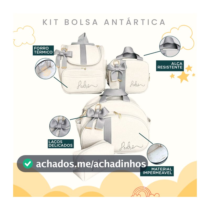 Kit Maternidade 4 Peças Bolsa Maternidade Enxoval de Bebê Térmica Impermeável Coleção Antártica
