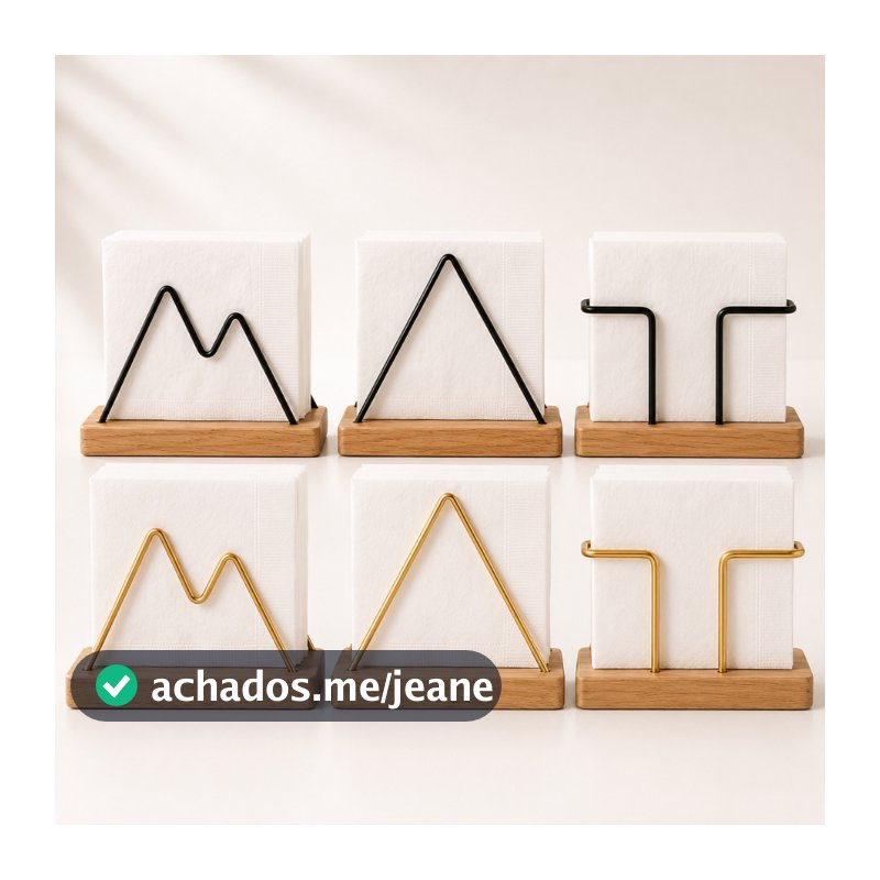Porta Guardanapo Madeira Preto Dourado Aço Mesa Posta Suporte Papel Guardanapos Cozinha Decoração
