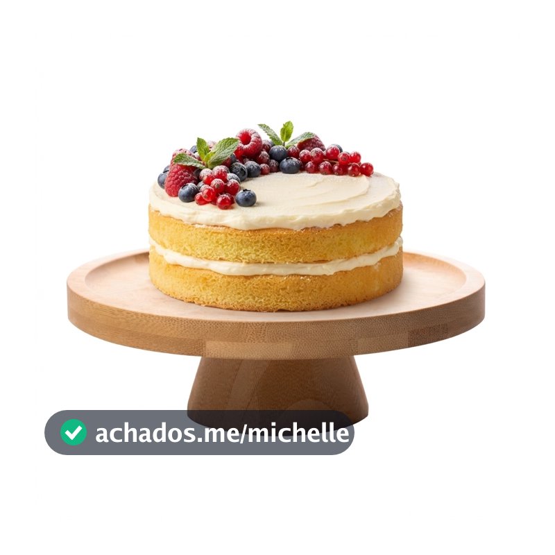 Prato para Bolo Lyor com Pé de Bambu Natural 20cm para Servir Doces Sobremesas Mesa Posta e Decoração Qualidade Casa Uso