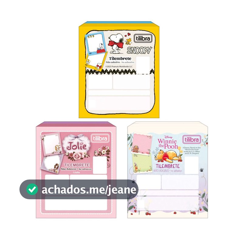 Bloco de Anotações Tilembrete Jolie Snoopy e Pooh 80 x 91 mm 100 Folhas  - Tilibra