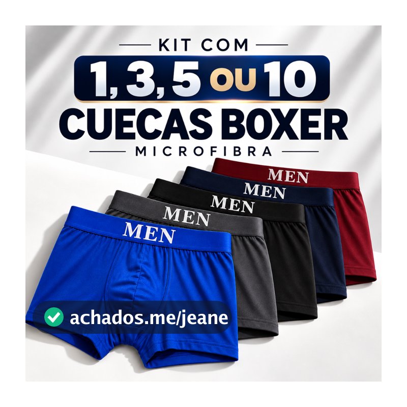 Kit Cueca Boxer Masculina Microfibra 1/3/5/10 Cuecas Box Confortáveis Macia Microfibra