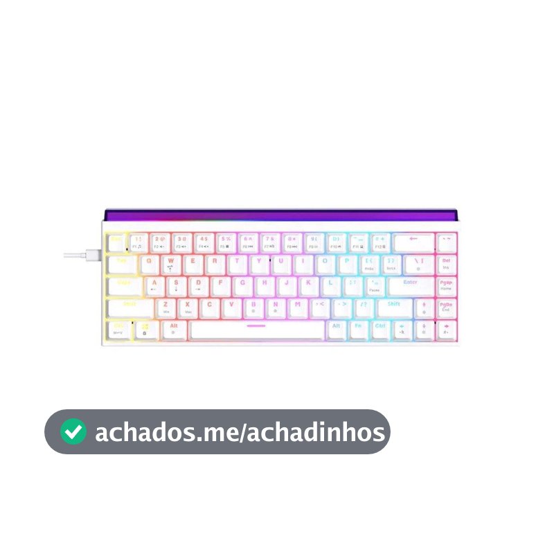 Teclado Mecânico Gamer AJAZZ NK68, RGB, Switch Red, Keycaps PBT, Hotswap, Branco - AJAZZ-NK68-W1-OEM-WH-R