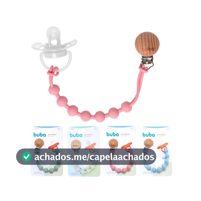 Prendedor de Chupeta de Silicone e Bambu Buba Menino Menina Prendedor com Bolinhas Mordedor