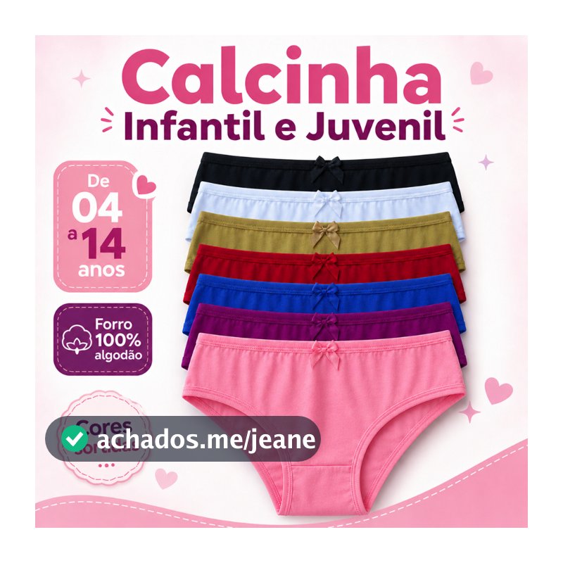Kit Calcinha Infantil Juvenil Menina Moça Forro 100% Algodão