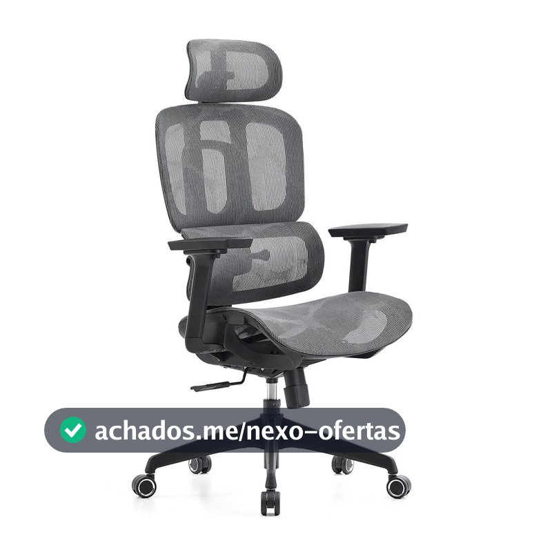 Cadeira de Escritório Dr. Office Business Mesh, 3D, Suporta até 120kg, Preto e Cinza, DR-CH-BNR3DBGF