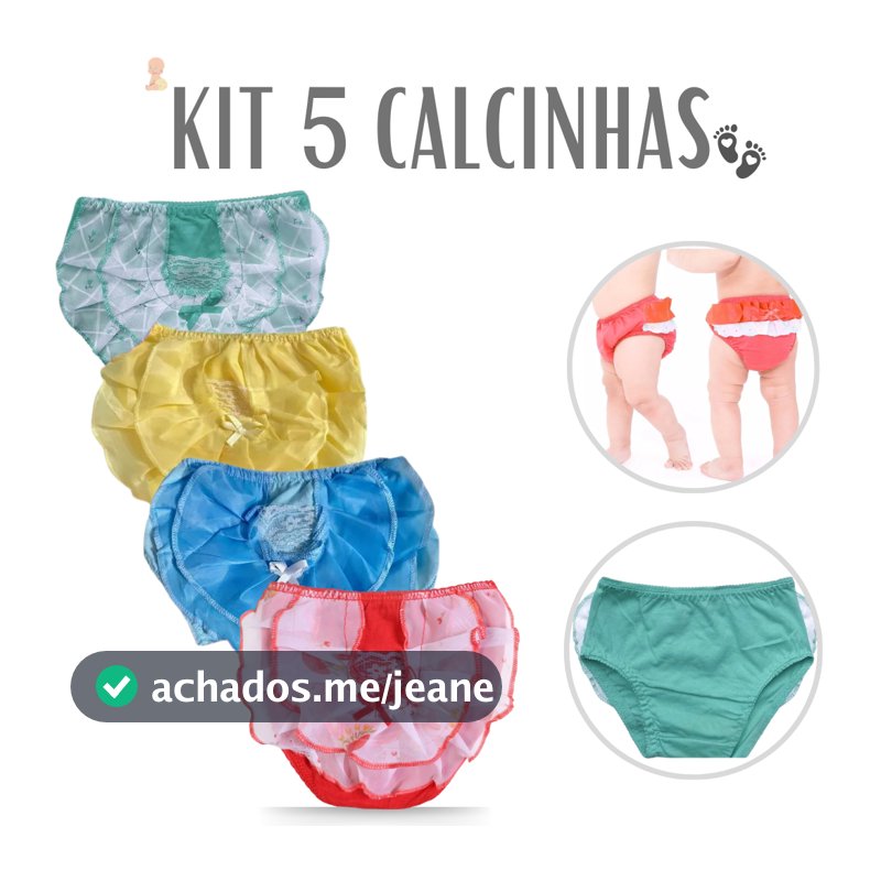 Kit 5 Calcinha Bunda Rica Infantil Tapa Fralda