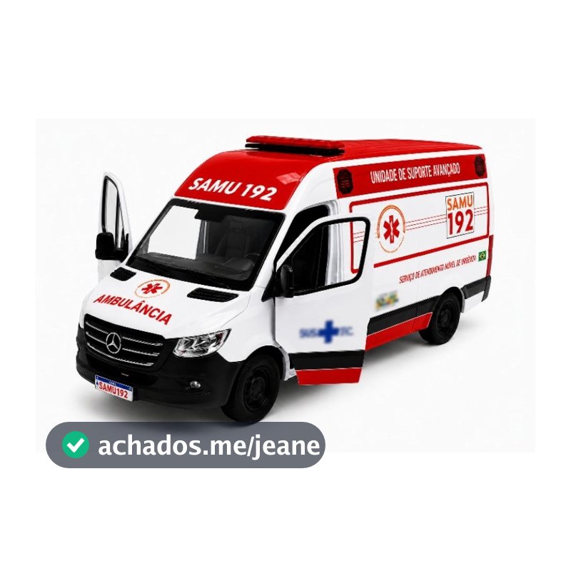 Miniatura Samu Ambulância Van Mercedes Sprinter Coleção Metal 13cm