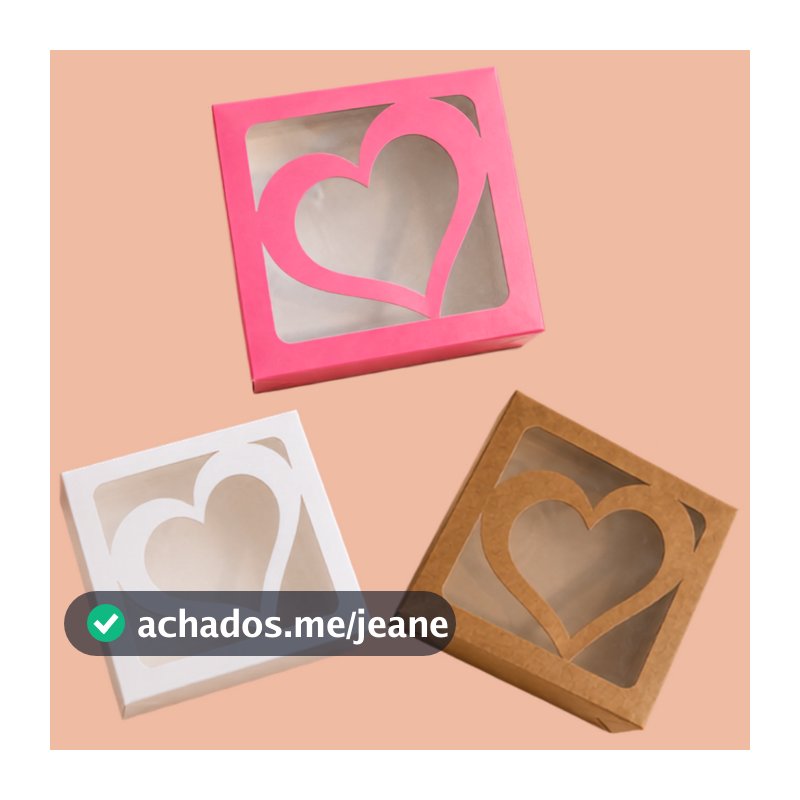 Caixas  com visor 12x12x4cm Branco ou Kraft. Para doces, artesanatos, lembrancinhas, presentes, 9 doces.