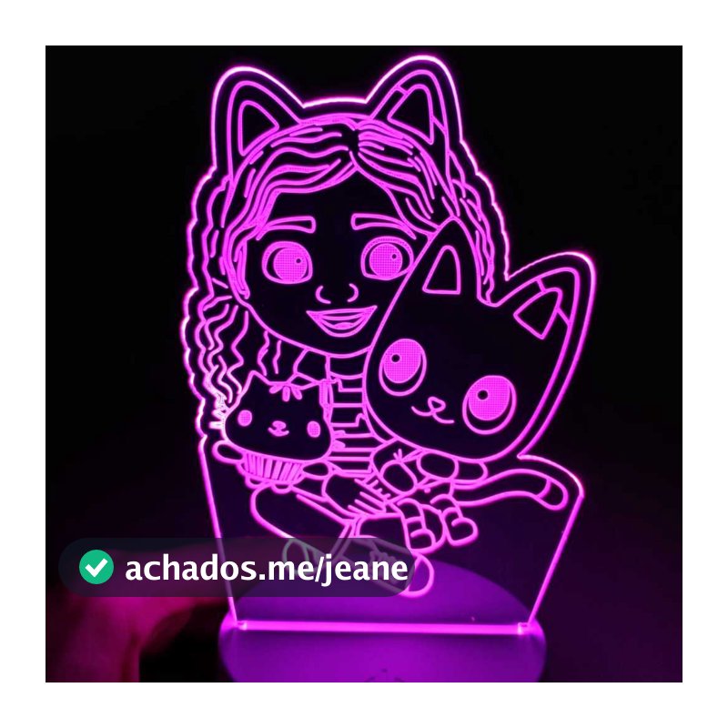 Abajur Luminária A Casa da Gabby e Pandy Paws Led 3D de Mesa Ac0304 Presente Criativo Luz Noturna Decoração meninas Gaby
