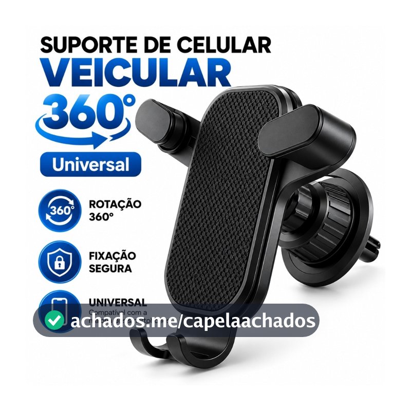 Suporte de Celular Carro 360º Giratório Universal Multifuncional Ventilacao Ar Condicionado Veicular