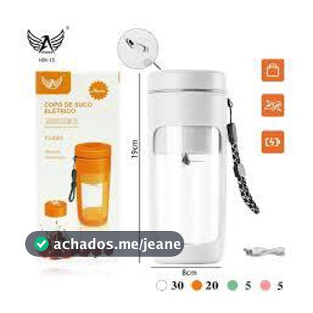 Liquidificador Portatil Automático Com 6 Lâminas Inox Para Suco Frutas Shake 450ML