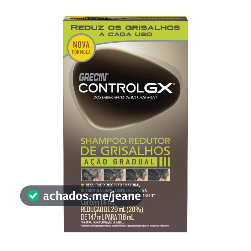 Grecin Control GX Shampoo Redutor Gradual de Grisalhos 118ml - Para todos os tipos e natural de cabelo. Aparência jovem